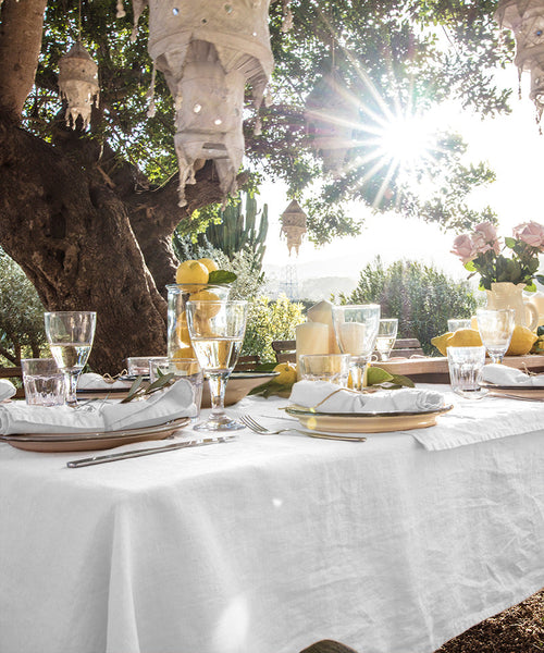 Laiar Tischdecke 100% Leinen Reines Weiß
