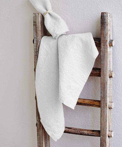 Laiar Tischdecke 100% Leinen Reines Weiß