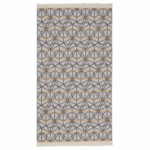 Arade beach towel, natural white & dark blue & mustard, 100% cotton