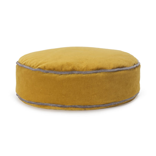 Deomali Pouf mustard & grey, 100% cotton
