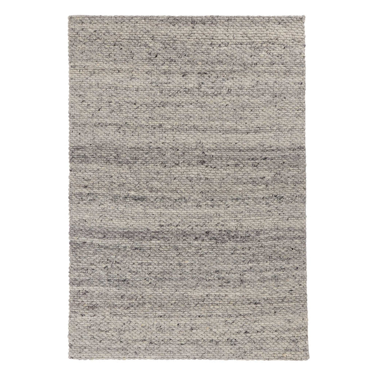 Teppich Kalu Hellgrau-Melange, 48% Wolle & 52% Baumwolle | URBANARA Wollteppiche