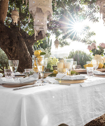 Laiar Tischdecke 100% Leinen Reines Weiß