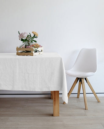 Laiar Tischdecke 100% Leinen Reines Weiß