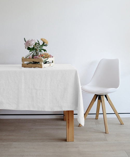 Laiar Tischdecke 100% Leinen Reines Weiß