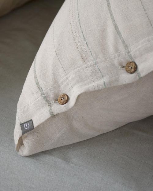 Leinen-Baumwoll-Bettwäsche Douro [Natur & Salbeigrün]