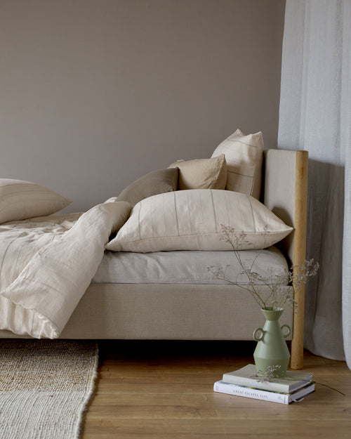 Leinen-Baumwoll-Bettwäsche Douro [Natur & Salbeigrün]