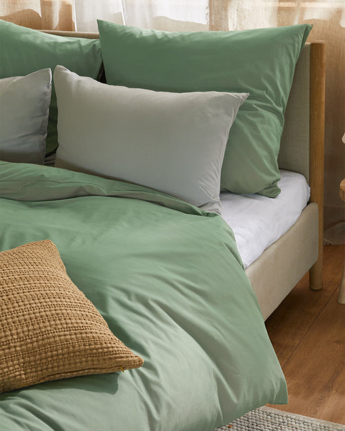 Baumwoll-Kissenbezug 2er Set Mata [Dunkles Salbeigrün]