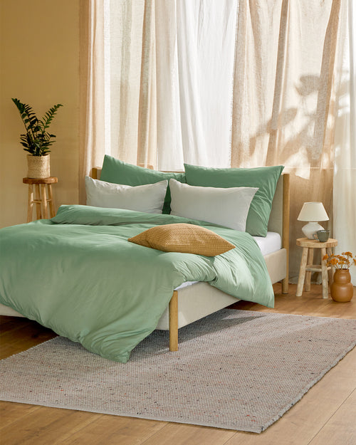 Baumwoll-Kissenbezug 2er Set Mata [Dunkles Salbeigrün]