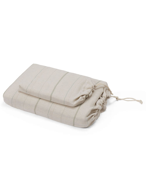 Leinen-Baumwoll-Bettwäsche Douro [Natur & Salbeigrün]