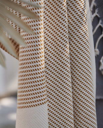 Hamamtuch Bolu [Senfgelb/Naturweiß]