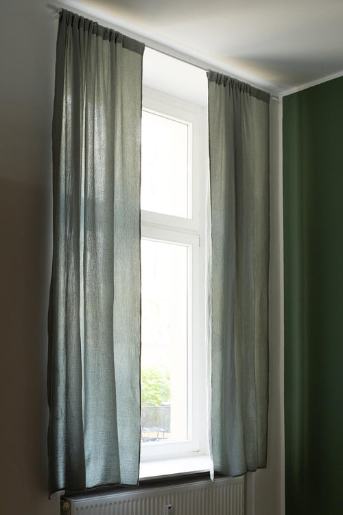 Musselin-Vorhang Trofa (2er-Set) [Salbeigrün]