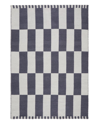 Waschbarer Teppich Iniola [Blaugrau & Weiß]