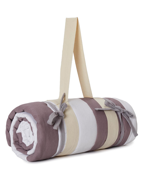 Picknickdecke Tamina [Dunkles Taupe & Naturweiß & Taubenblau]