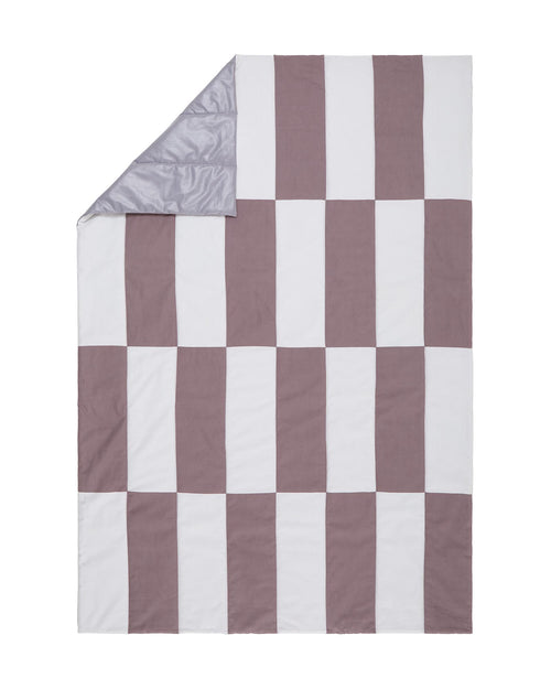 Picknickdecke Tamina [Dunkles Taupe & Naturweiß & Taubenblau]