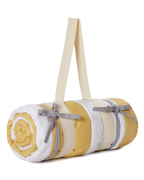 Picknickdecke Tamina [Sandgelb & Naturweiß & Taubenblau]