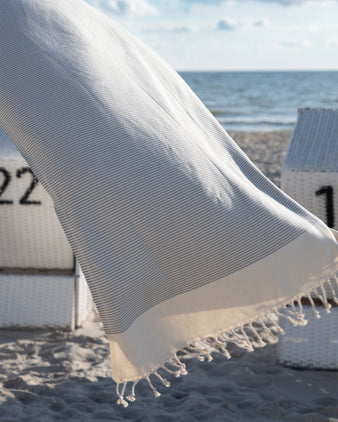 Hamamtuch Bolu [Graublau & Naturweiß]