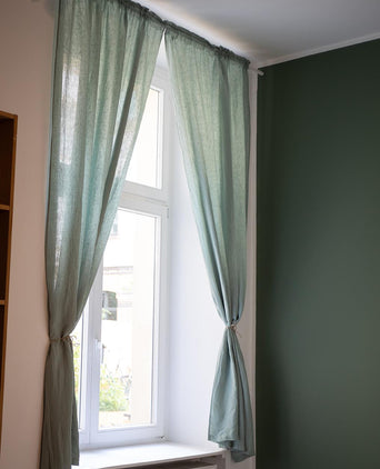 Leinen-Vorhang Mafalda Nova (2er-Set) [Salbeigrün]