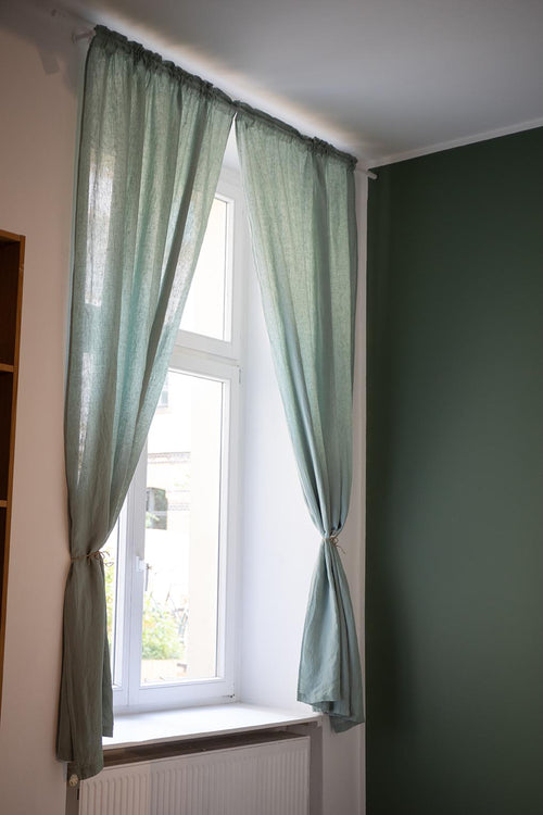 Leinen-Vorhang Mafalda Nova (2er-Set) [Salbeigrün]