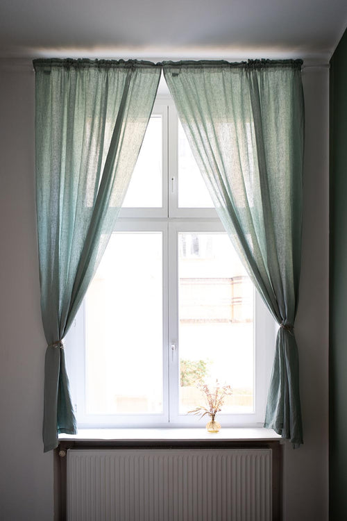Leinen-Vorhang Mafalda Nova (2er-Set) [Salbeigrün]