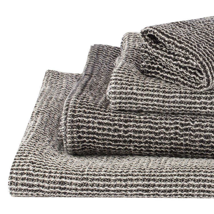 Gemischtes Handtuch Set Kotra, Schwarz & Beige, 50% Leinen & 50% Baumwolle | Hochwertige Wohnaccessoires