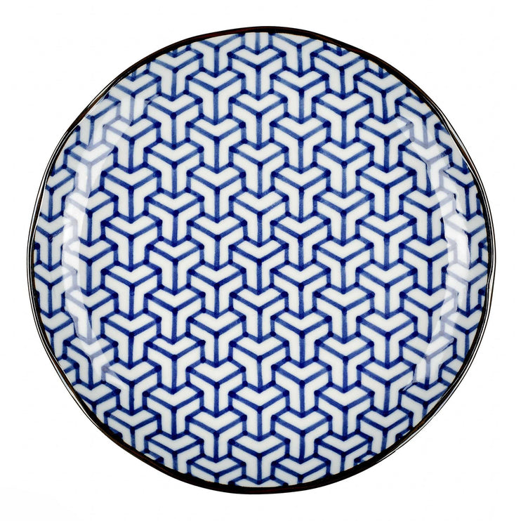 Teller Onuma, Weiß & Blau, 100% Keramik