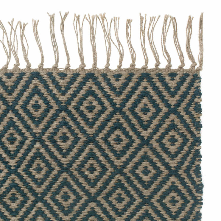 Teppich Dasheri, Petrol, 100% Jute
