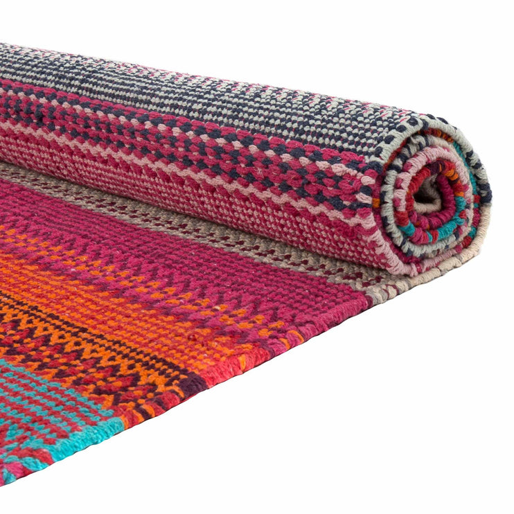 Teppich Aonla Pink & Grau & Türkis & Ecru, 100% Baumwolle | Hochwertige Wohnaccessoires