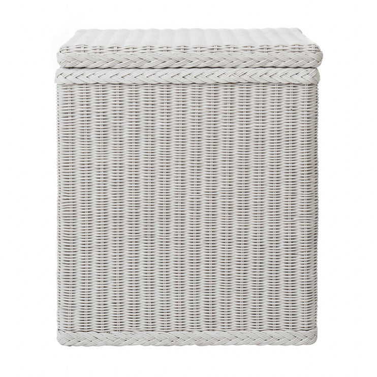 Wäschekorb Java, Weiß-Lackiert, 100% Rattan & 100% Baumwolle
