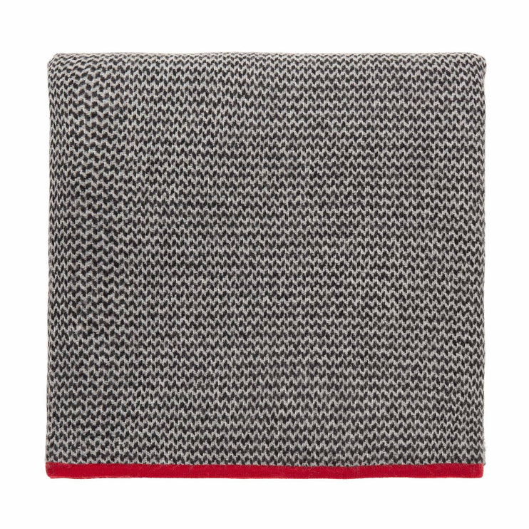 Decke Foligno, Schwarz & Creme & Rot, 100% Kaschmirwolle