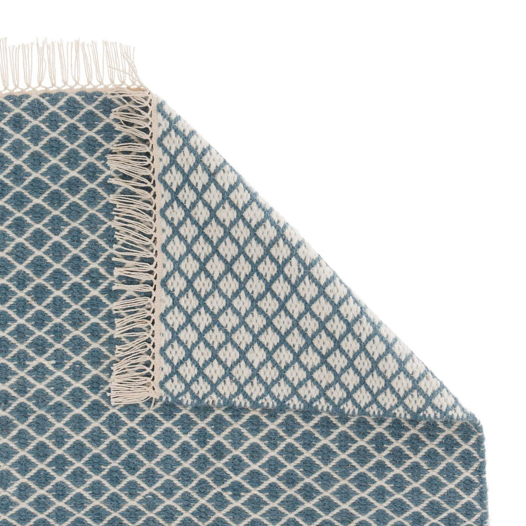 Läufer Loni, Blau & Eierschale, 100% Wolle