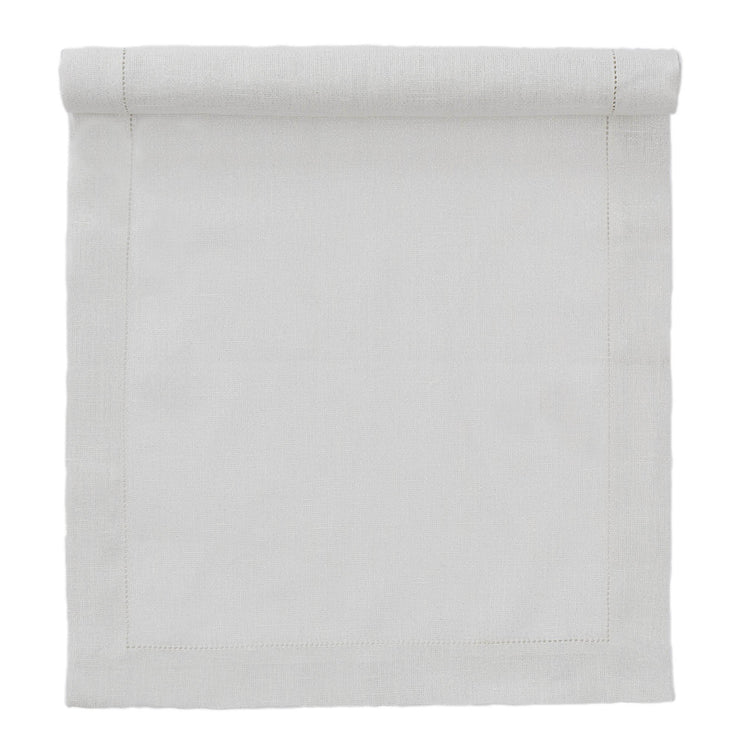 Tischläufer Cavaillon, Silber & Weiß, 87% Leinen & 13% Lurex