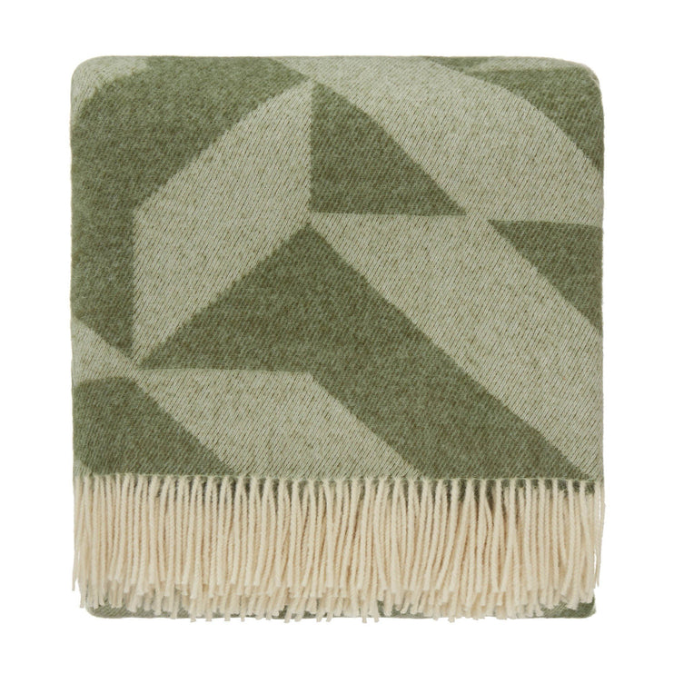 Decke Farum, Grün & Creme, 100% Merinowolle