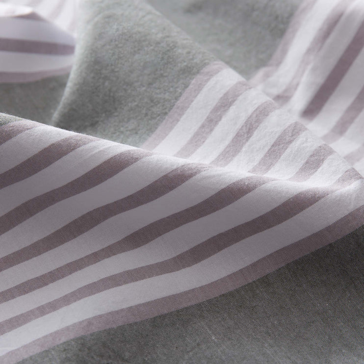Bettdeckenbezug Beja, Grüngrau & Grau & Weiß, 100% Baumwolle | URBANARA Perkal-Bettwäsche