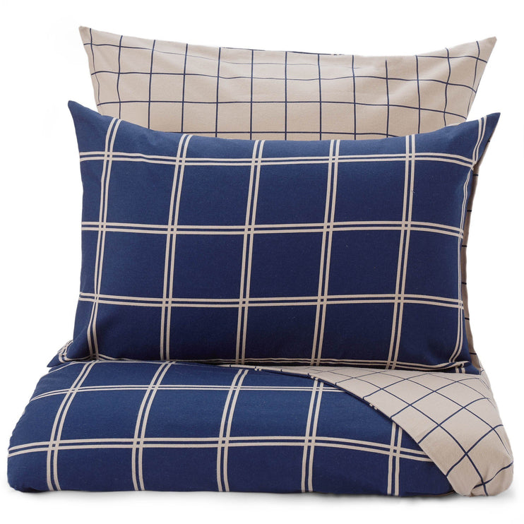 Bettdeckenbezug Brelade, Dunkelblau & Beige, 100% Baumwolle