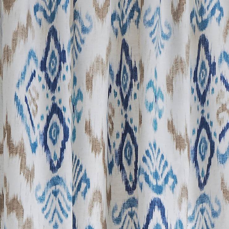 Vorhang Suide, Naturweiß & Dunkelblau & Jeansblau, 65% Leinen & 35% Polyester | Hochwertige Wohnaccessoires