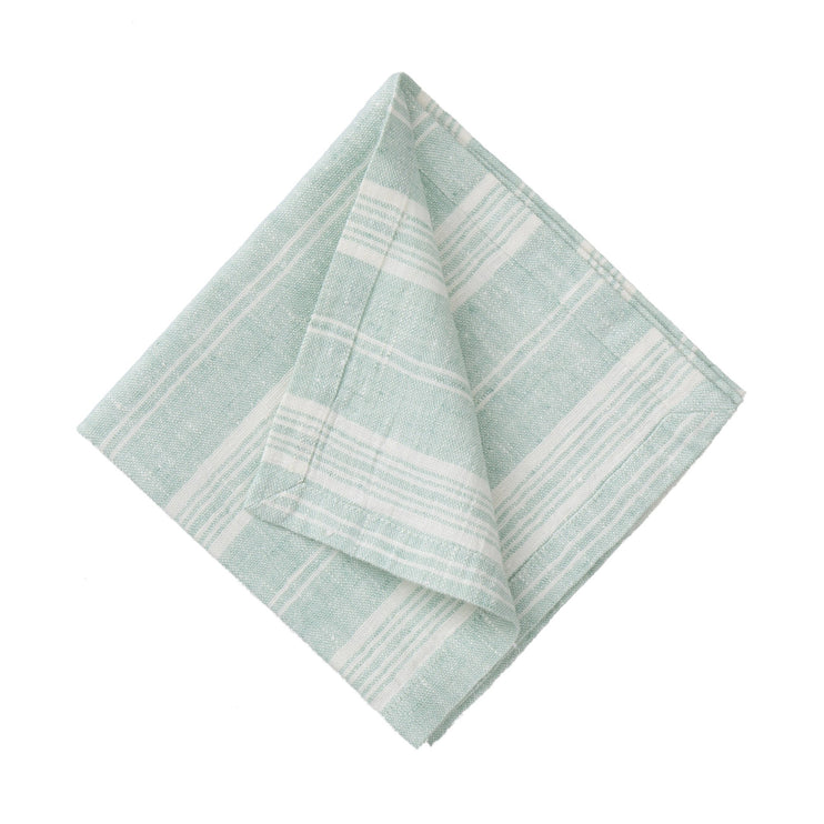 Tischdecke Lusis, Minzgrün & Weiß, 100% Leinen | Hochwertige Wohnaccessoires