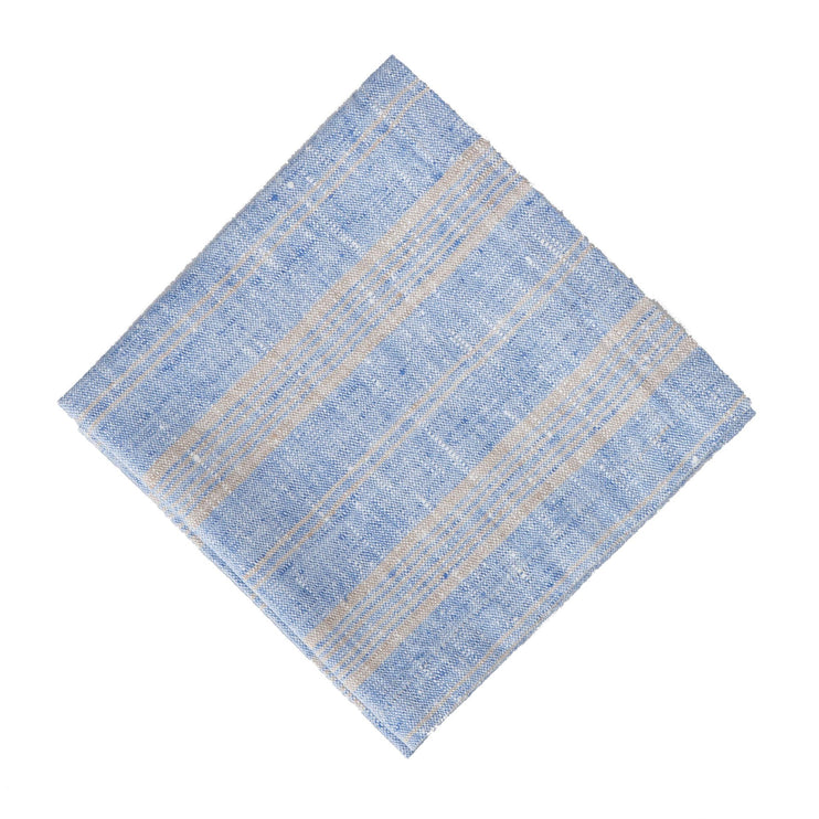 Serviette Lusis, Hellblau & Natur, 100% Leinen