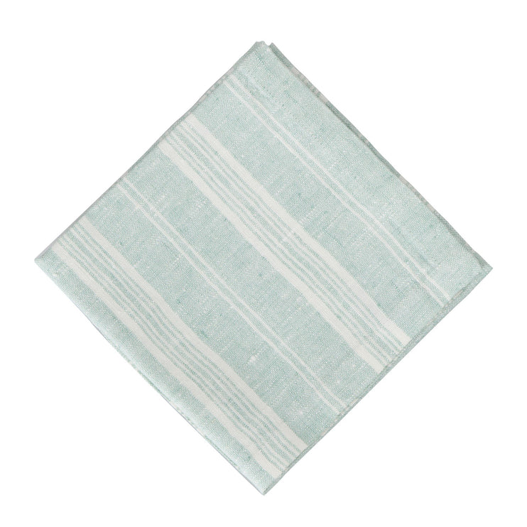 Serviette Lusis, Minzgrün & Weiß, 100% Leinen