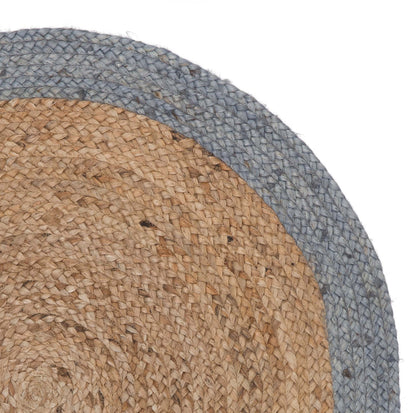 Teppich Nandi, Natur & Helles Graublau, 100% Jute