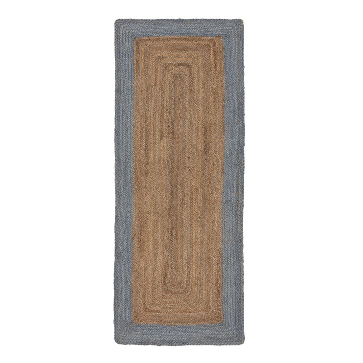 Läufer Nandi, Natur & Helles Graublau, 100% Jute | URBANARA Läufer