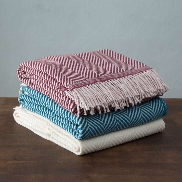 Decke Salla, Creme & Creme, 100% Schurwolle | URBANARA Wolldecken