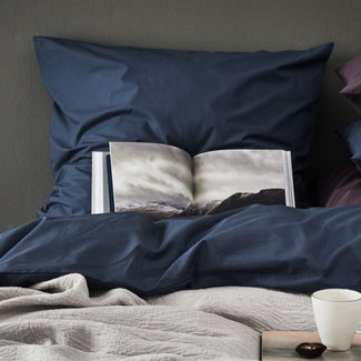 Manteigas pillowcase, dark grey blue, 100% organic cotton | URBANARA percale bedding