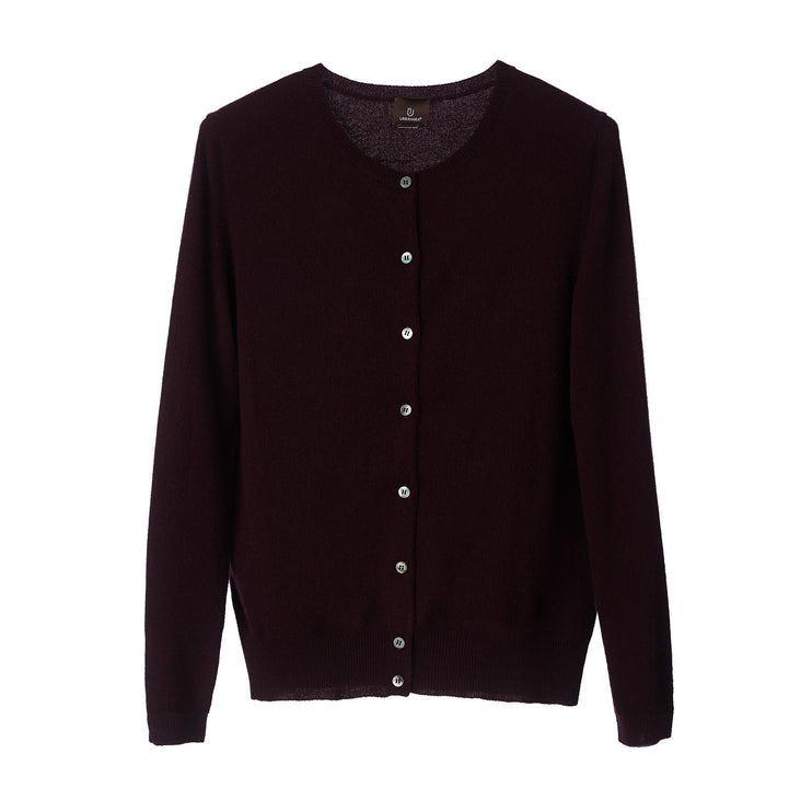 Strickjacke Nora, Weinrot, 50% Kaschmirwolle & 50% Wolle | URBANARA Loungewear
