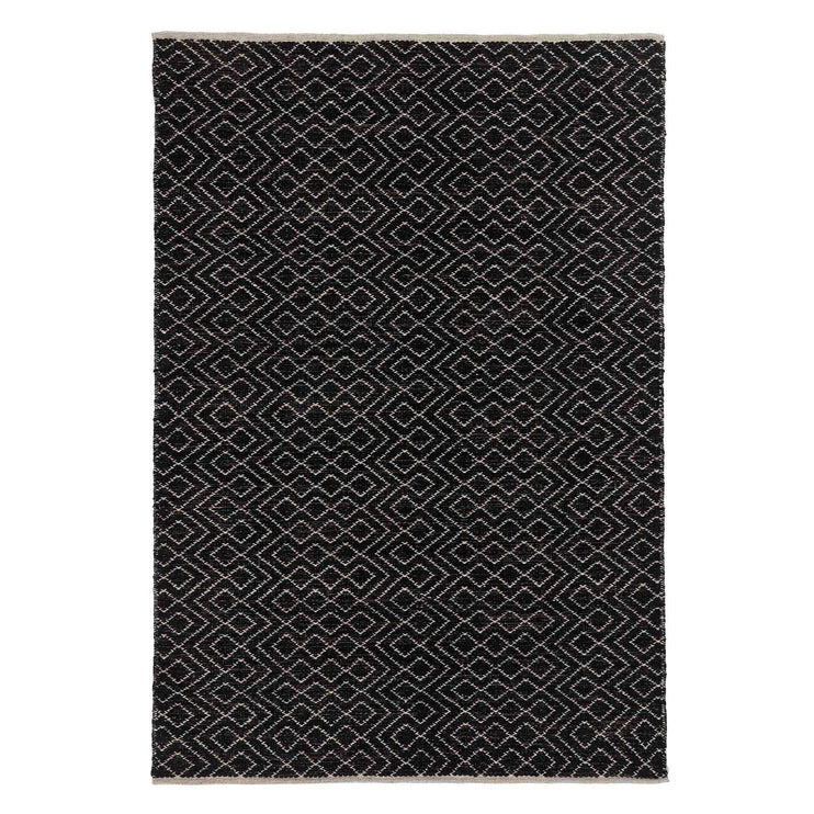 Teppich Amini, Schwarz & Eierschale, 100% Schurwolle | URBANARA Wollteppiche