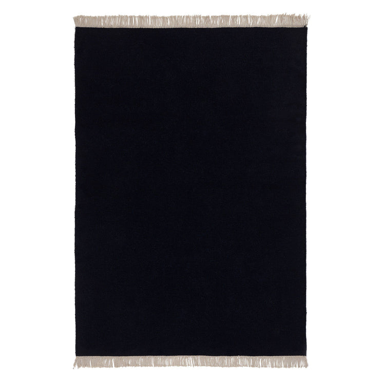Teppich Manu, Dunkelblau, 100% Wolle & 100% Baumwolle | Hochwertige Wohnaccessoires