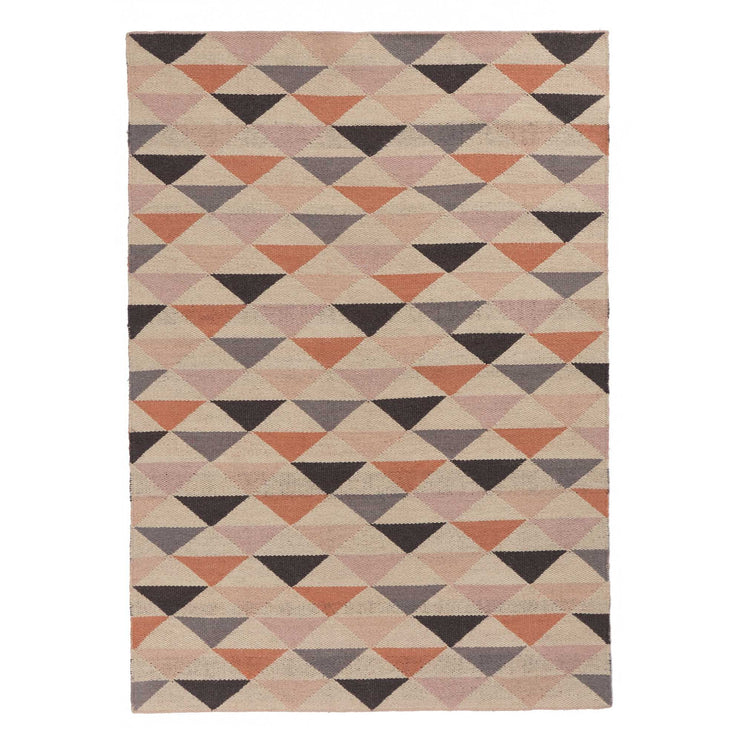 Teppich Barli, Rosa & Cognac & Silbergrau, 100% Schurwolle | URBANARA Wollteppiche