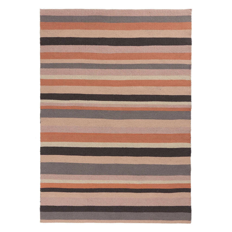 Teppich Barli, Rosa & Cognac & Silbergrau, 100% Schurwolle | Hochwertige Wohnaccessoires