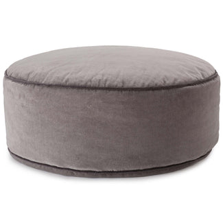 Samt-Pouf Deomali Grau & Dunkelgrau, 100% Baumwolle