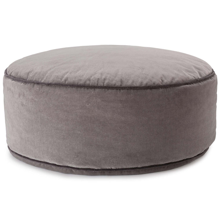 Samt-Pouf Deomali Grau & Dunkelgrau, 100% Baumwolle