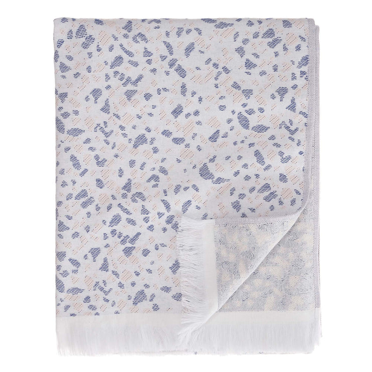 Strandtuch Verin, Eierschale & Ultramarinblau & Rosa, 100% Baumwolle | URBANARA Strandtücher